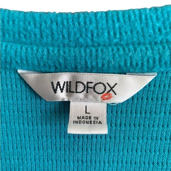 Wildfox Haley Brushed Top Sweater V-Neck in Peacock/Teal Size Large - Picture 4 of 6